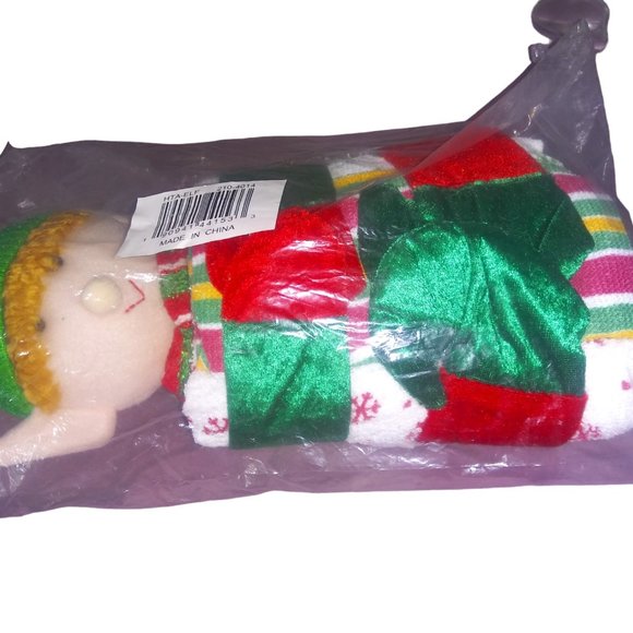 Lakeside Collection Holiday Hand and Bath Towels Set with Elf Plush Holder NEW - Picture 1 of 5